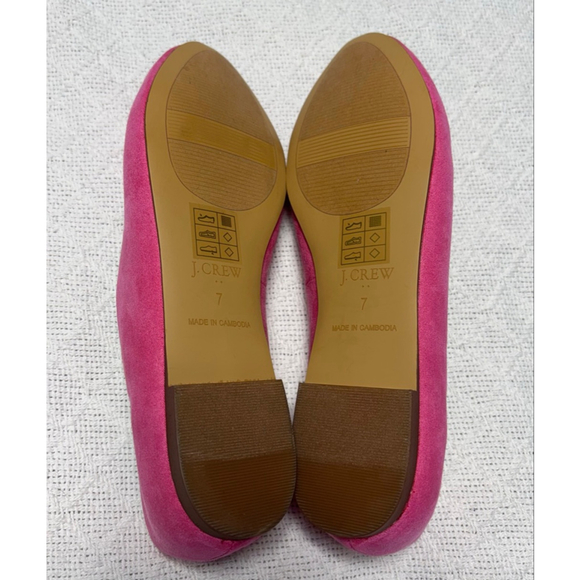 EUC J. Crew Factory Women's Classic Pink Faux Suede Loafer w/Bows Coquette Sz 7 - Picture 6 of 7